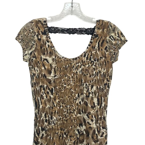 Poof Apparel Leopard Print Dress Small Brown New Lace-Back - Picture 3 of 10